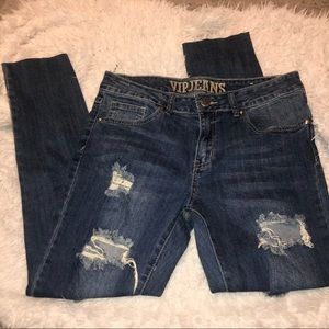 VIP JEANS. Dark Distressed Jeans